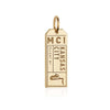 Kansas City Missouri USA MCI Luggage Tag Charm Solid Gold