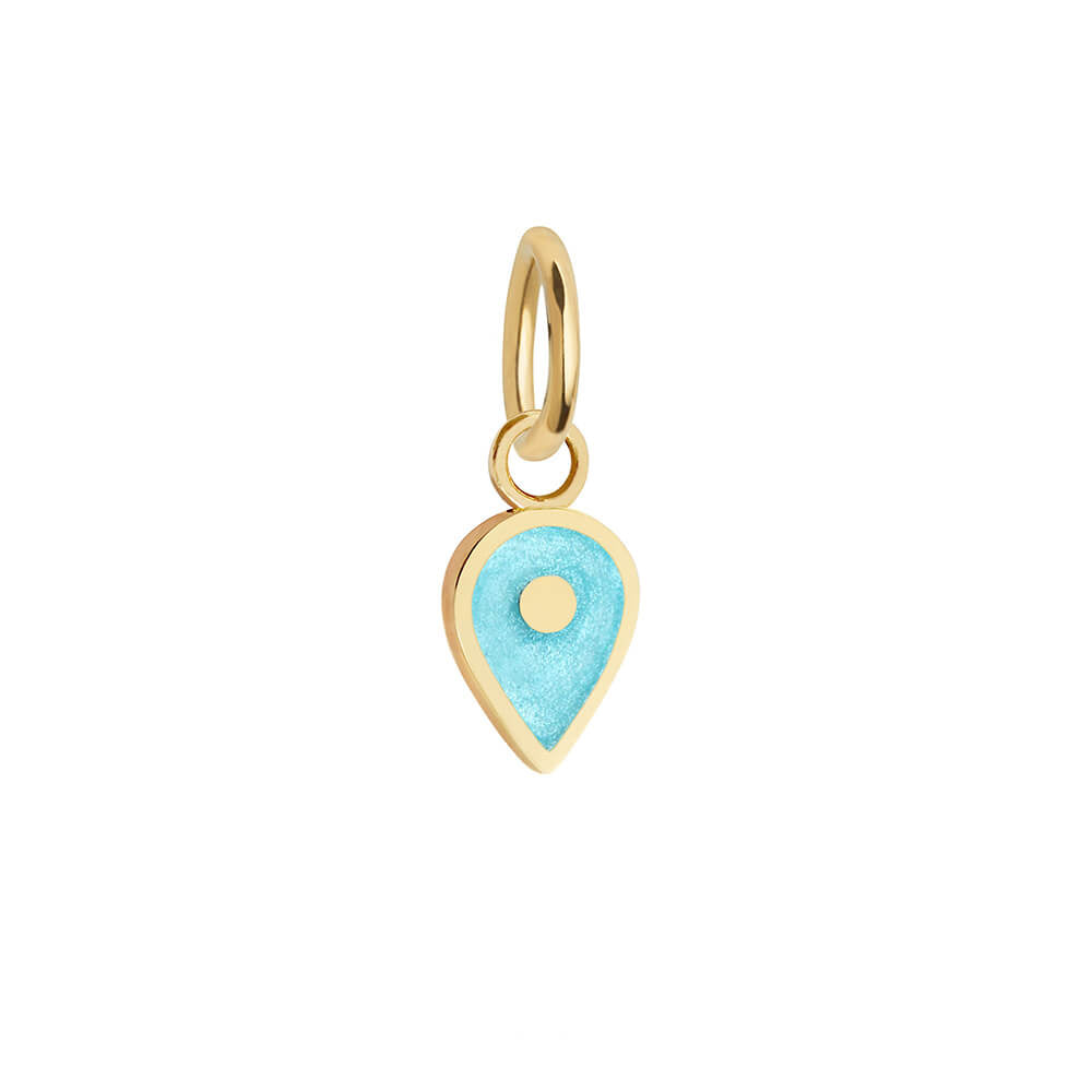 Solid March Map Pin Charm with Aquamarine Enamel - JET SET CANDY (7532598165752)