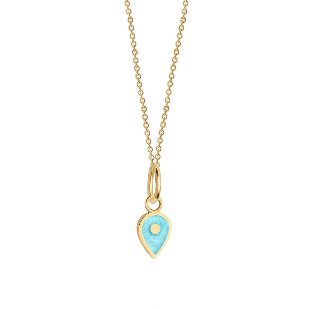 Solid March Map Pin Charm with Aquamarine Enamel - JET SET CANDY (7532598165752)