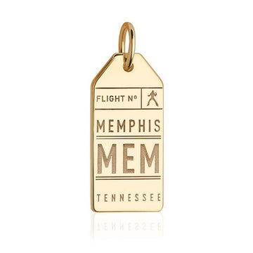 Memphis Tennessee USA MEM Luggage Tag Charm Solid Gold