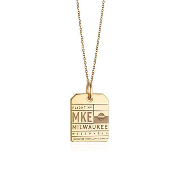Milwaukee Wisconsin USA MKE Luggage Tag Charm Gold