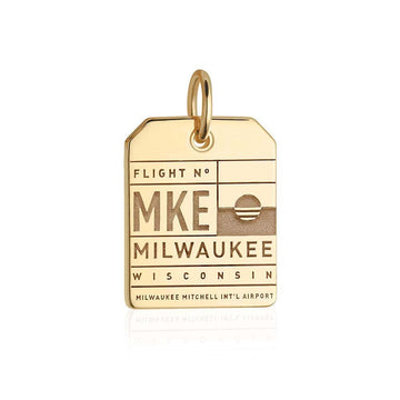 Milwaukee Wisconsin USA MKE Luggage Tag Charm Gold
