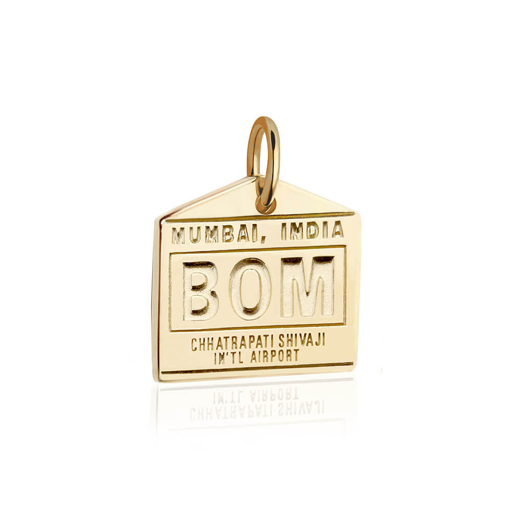 Gold India Charm, BOM Mumbai Luggage Tag (1720189321274)