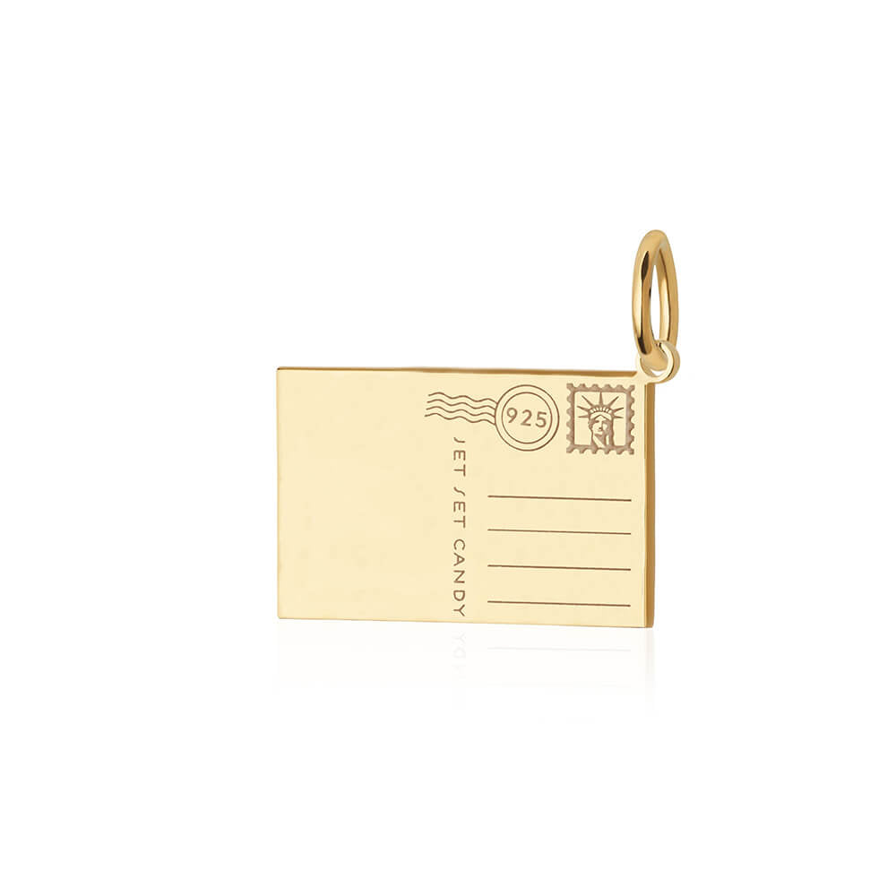 Gold New York City Customizable Postcard Charm - JET SET CANDY (7858138874104)