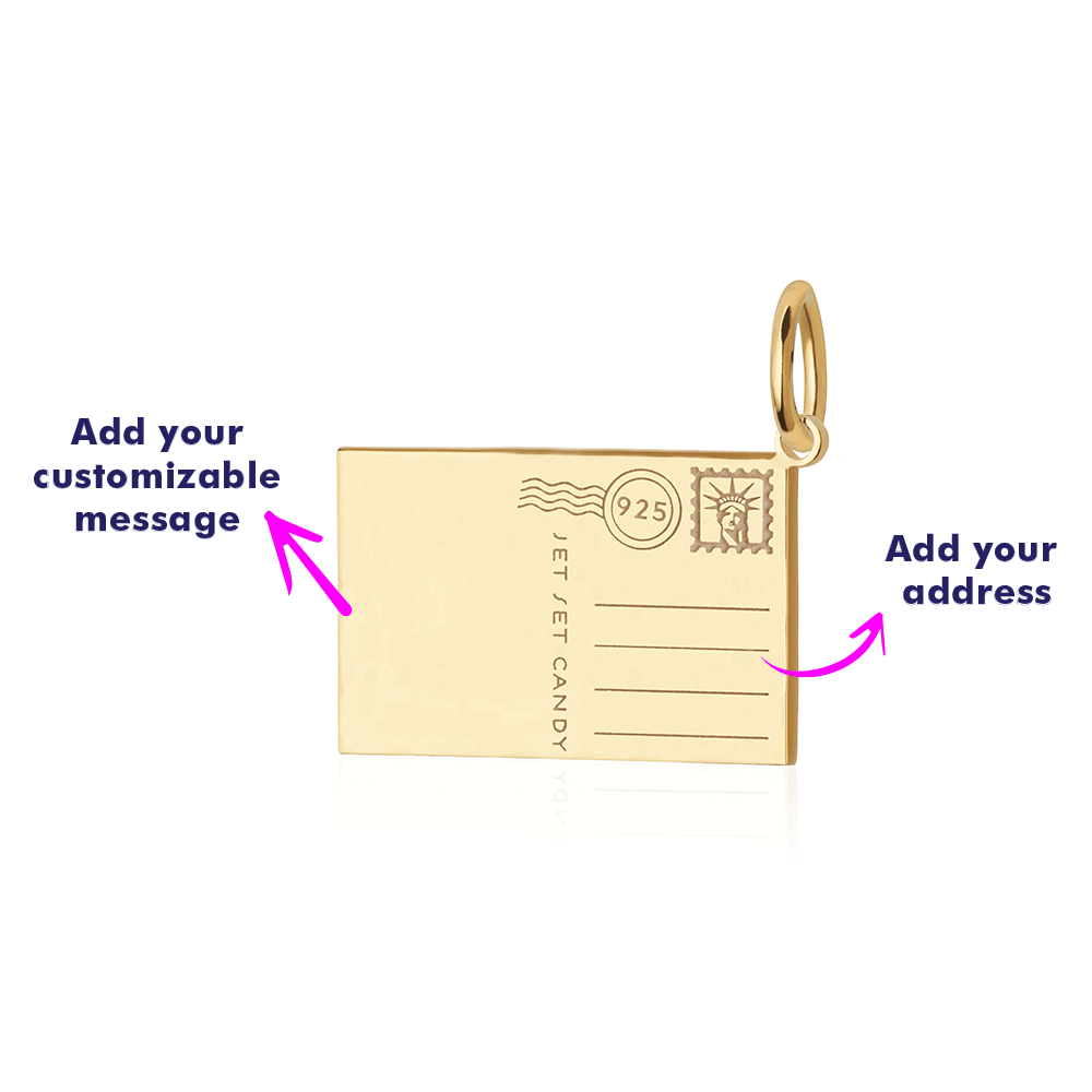 Gold New York City Customizable Postcard Charm - JET SET CANDY (7858138874104)