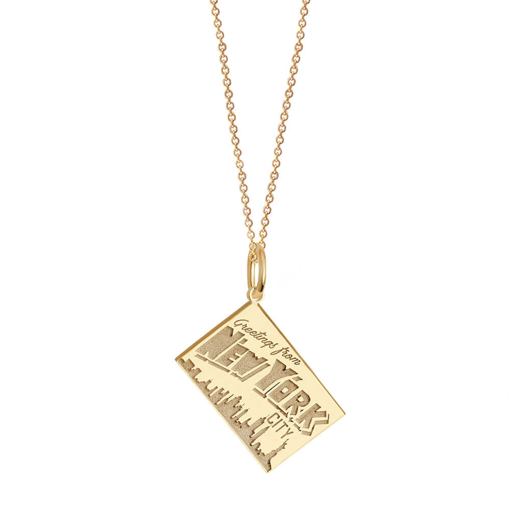 Gold New York City Customizable Postcard Charm - JET SET CANDY (7858138874104)