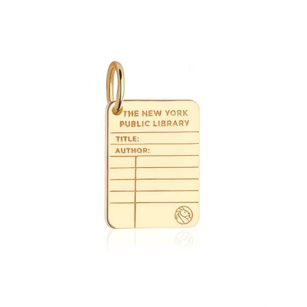 Library Gold Pin New York City Public Library Card Charm | NYC 14K Solid Gold Charm ...
