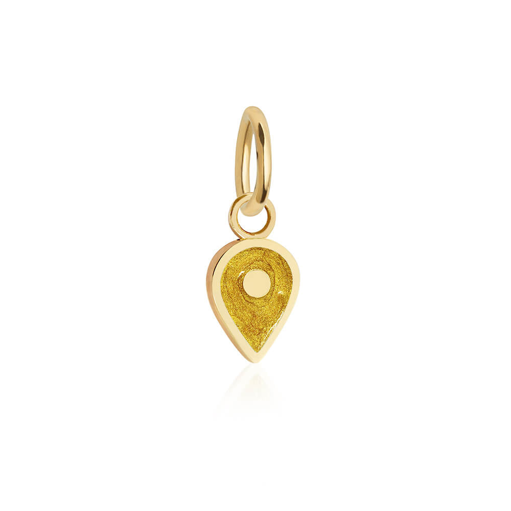 Solid Gold November Map Pin Charm with Golden Topaz Enamel - JET SET CANDY (7532598231288)