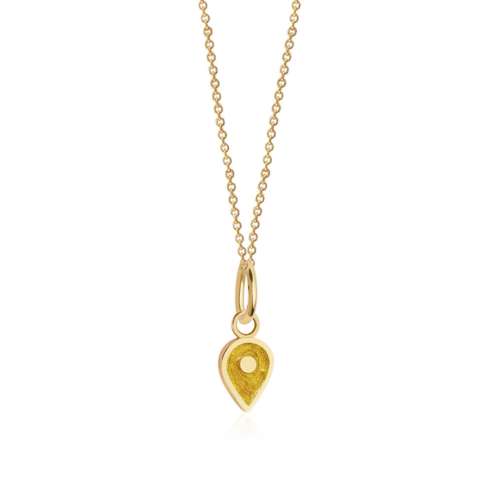 Solid Gold November Map Pin Charm with Golden Topaz Enamel - JET SET CANDY (7532598231288)