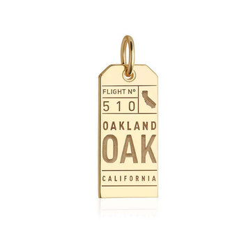 Oakland California USA OAK Luggage Tag Charm Solid Gold