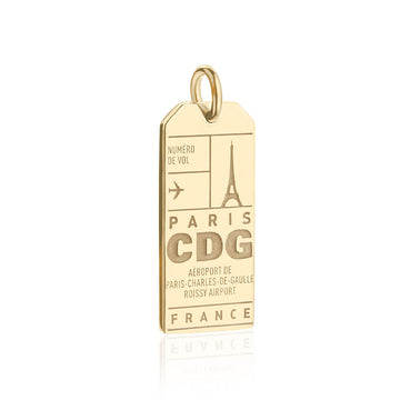 Paris France CDG Luggage Tag Charm Gold