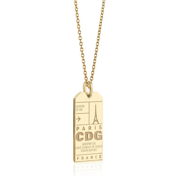 Solid Gold CDG Paris Luggage Tag Charm