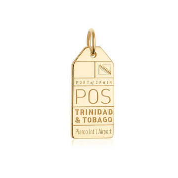 Gold Travel Charm, POS Trinidad and Tobago Luggage Tag