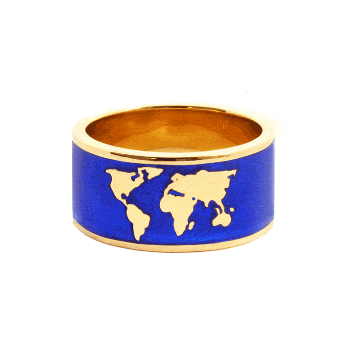 Gold World Map Ring - JET SET CANDY (7719415841016)