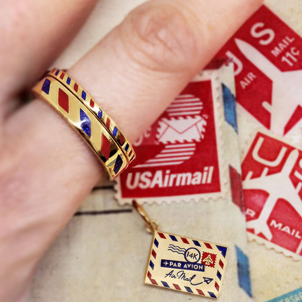 Gold Air Mail Ring, Standard - JET SET CANDY (7726314848504)