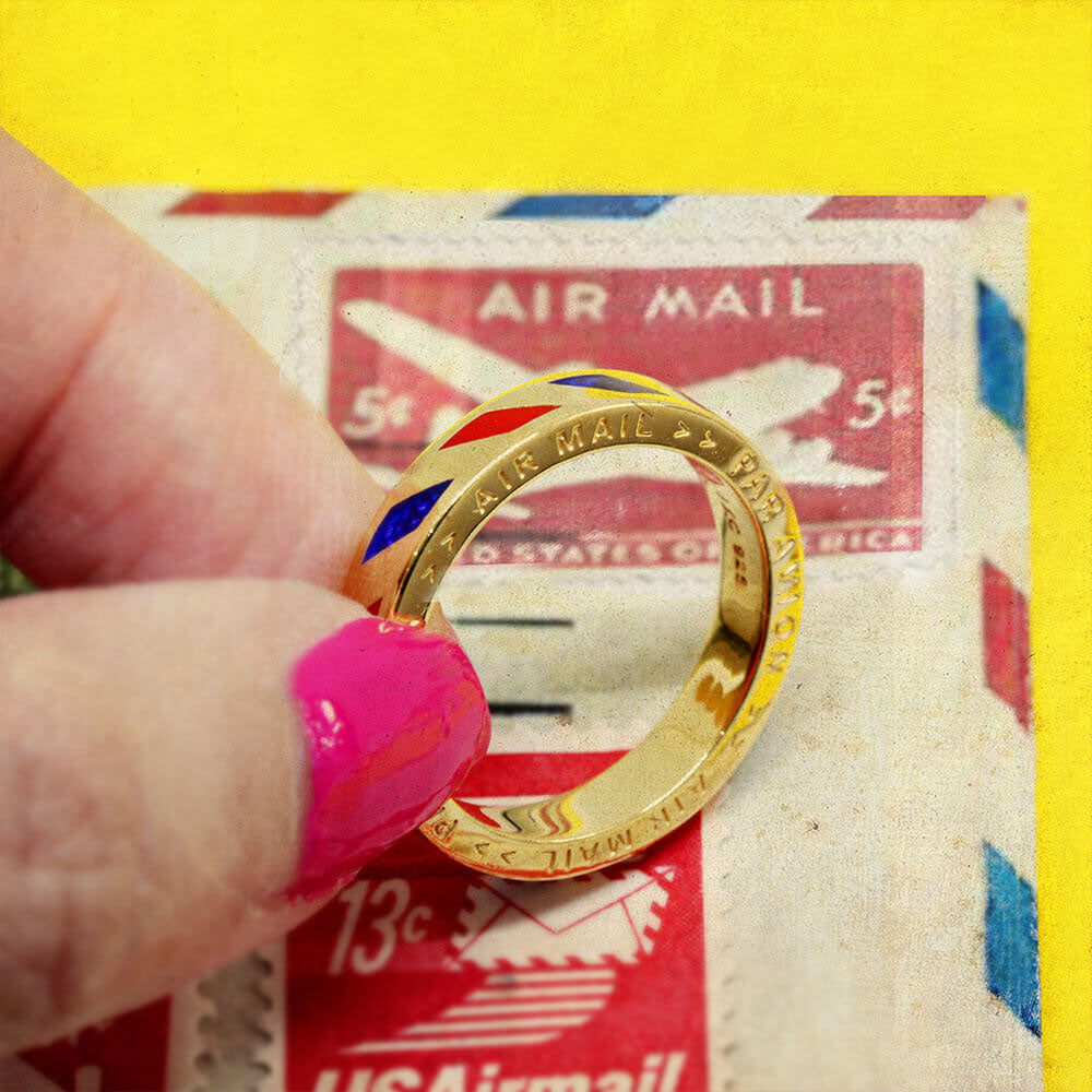 Gold Air Mail Ring, Standard - JET SET CANDY (7726314848504)
