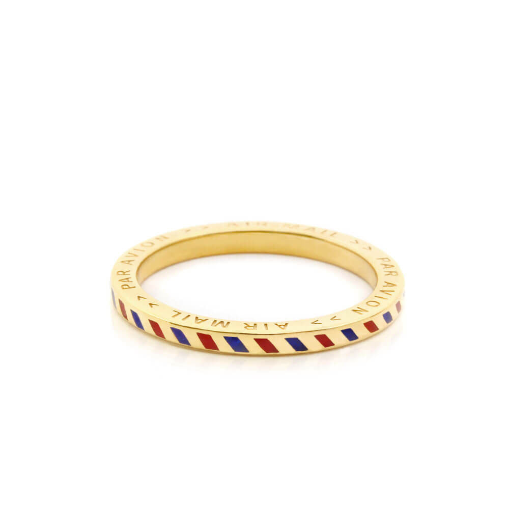 Gold Air Mail Ring, Slim - JET SET CANDY (7726318027000)