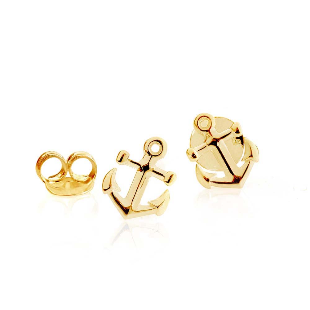 Gold Mini Anchor Earrings (4631949049944)