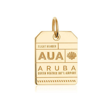 Aruba Caribbean AUA Luggage Tag Charm Gold