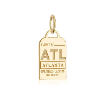 Atlanta Georgia USA ATL Luggage Tag Charm Gold