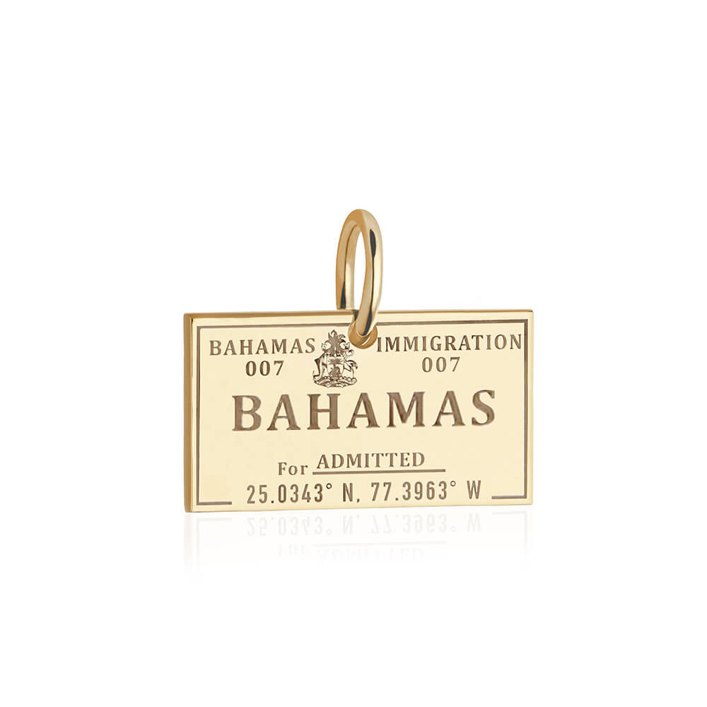 Bahamas Passport Stamp Charm Charm Solid Gold JET SET CANDY