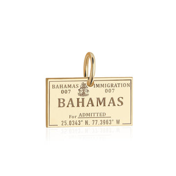 Solid Gold Bahamas Passport Stamp Charm