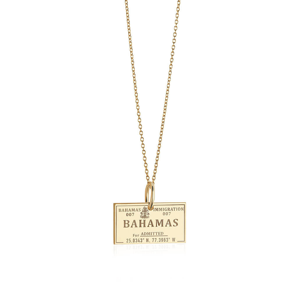 Bahamas Passport Stamp Charm | 14K Solid Gold Travel Charm – JET