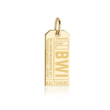 Baltimore Maryland USA BWI Luggage Tag Charm Gold