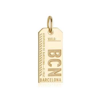 Gold Vermeil Spain Charm, BCN Barcelona Luggage Tag