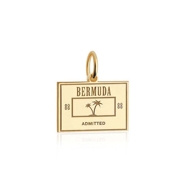Bermuda Passport Stamp Charm Solid Gold