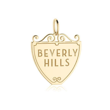 Solid Gold Beverly Hills Los Angeles Charm, 90210 Sign