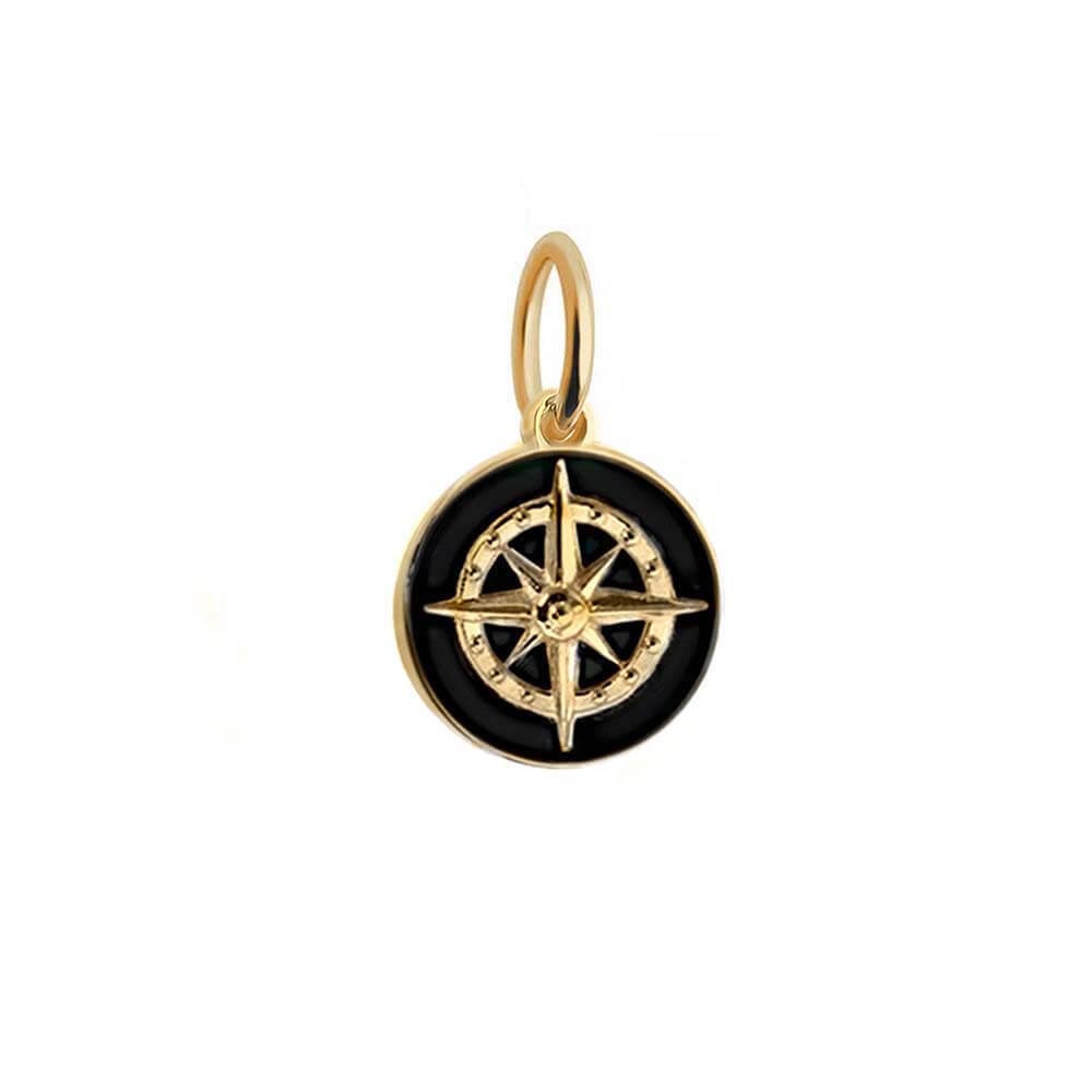 Mini Gold Black Enamel Compass Charm - JET SET CANDY  (4440614404184)