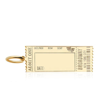 Solid Gold Broadway Ticket Charm