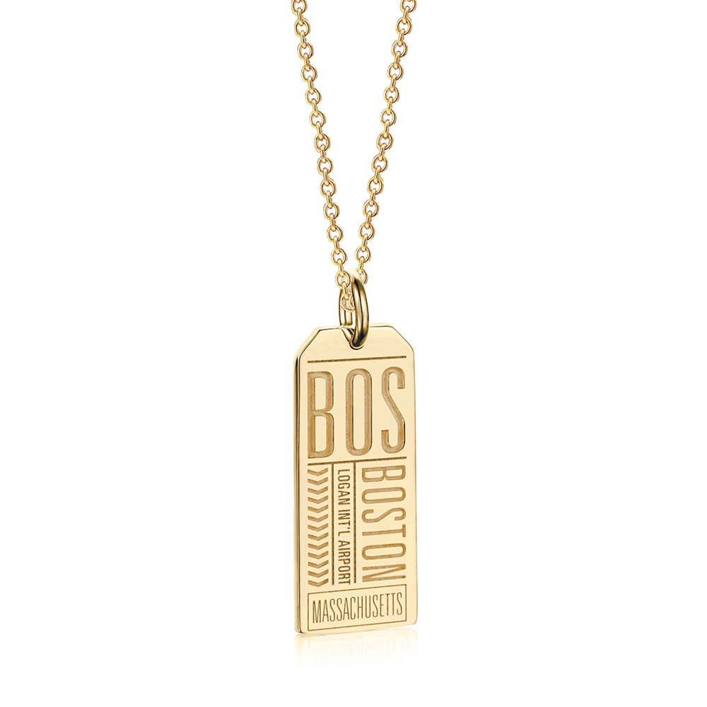 Gold USA Charm, BOS Boston Luggage Tag - JET SET CANDY  (1720190763066)