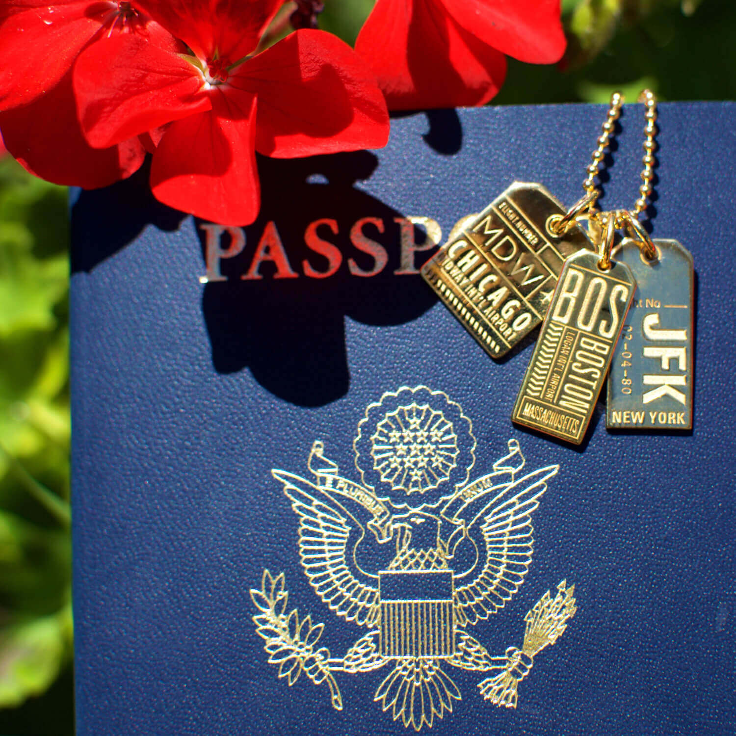 Gold USA Charm, BOS Boston Luggage Tag - JET SET CANDY  (1720190763066)