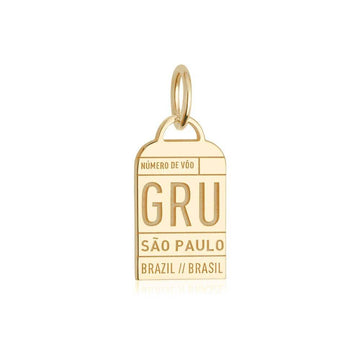 Solid Gold Travel Charm, GRU Sao Paulo Luggage Tag