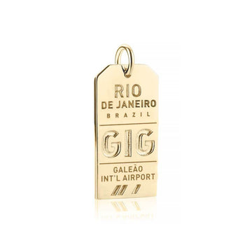 Rio de Janeiro Brazil GIG Luggage Tag Charm Solid Gold