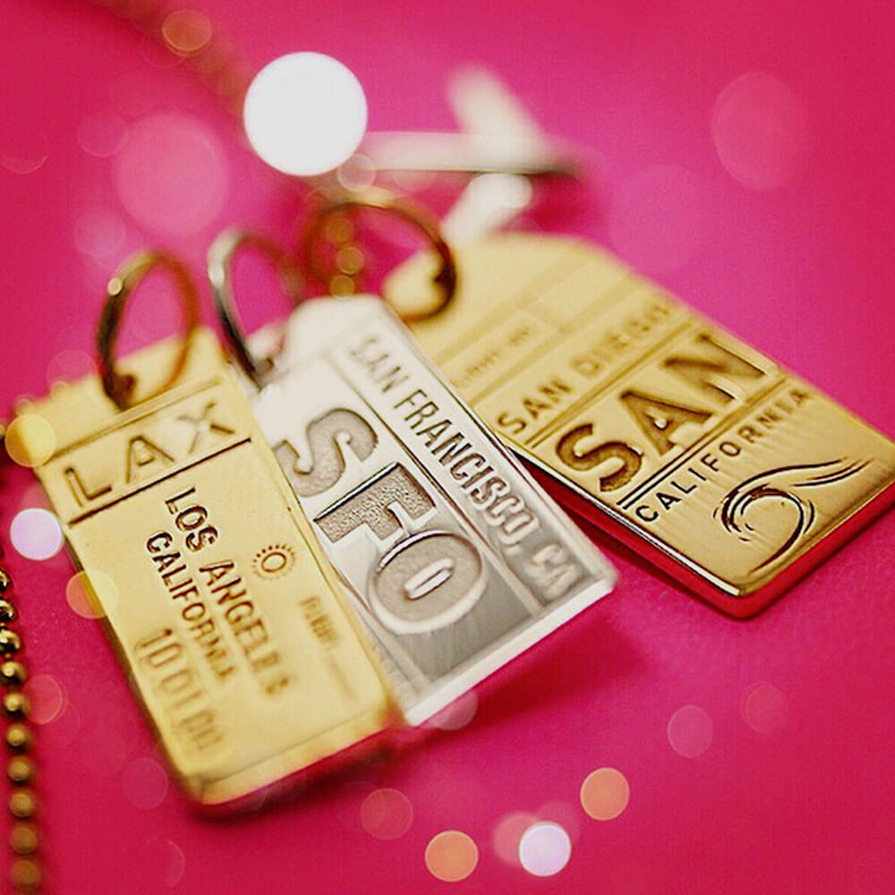 Gold California Charm, San Diego Luggage Tag - JET SET CANDY  (1720191778874)