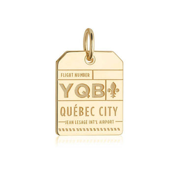 Solid Gold Canada Charm, YQB Quebec City Luggage Tag