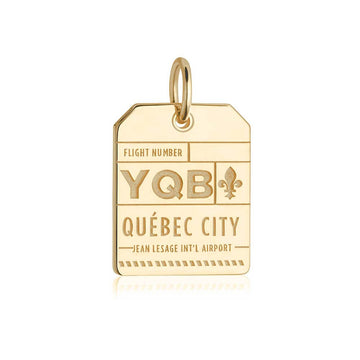 Gold Canada Charm, YQB Quebec City Luggage Tag