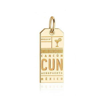 Cancun Mexico CUN Luggage Tag Charm Solid Gold