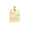 Cannes France CEQ Luggage Tag Charm Solid Gold