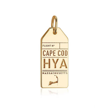 Cape Cod Massachusetts USA HYA Luggage Tag Charm Solid Gold
