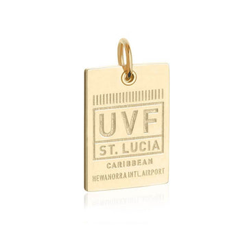Solid Gold St. Lucia Charm, UVF Luggage Tag