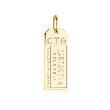 Cartagena Colombia CTG Luggage Tag Charm Solid Gold