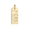 Charleston South Carolina USA CHS Luggage Tag Charm Solid Gold