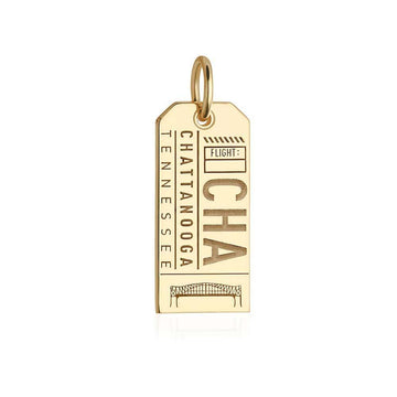 Chattanooga Tennessee USA CHA Luggage Tag Charm Solid Gold
