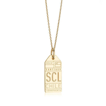 Gold Travel Charm, SCL Chile Luggage Tag
