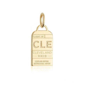Cleveland Ohio USA CLE Luggage Tag Charm Solid Gold