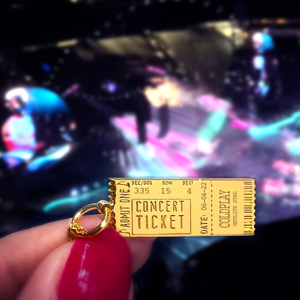 Concert Ticket Charm, Solid Gold - JET SET CANDY (7847886422264)